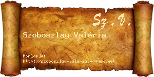 Szoboszlay Valéria névjegykártya